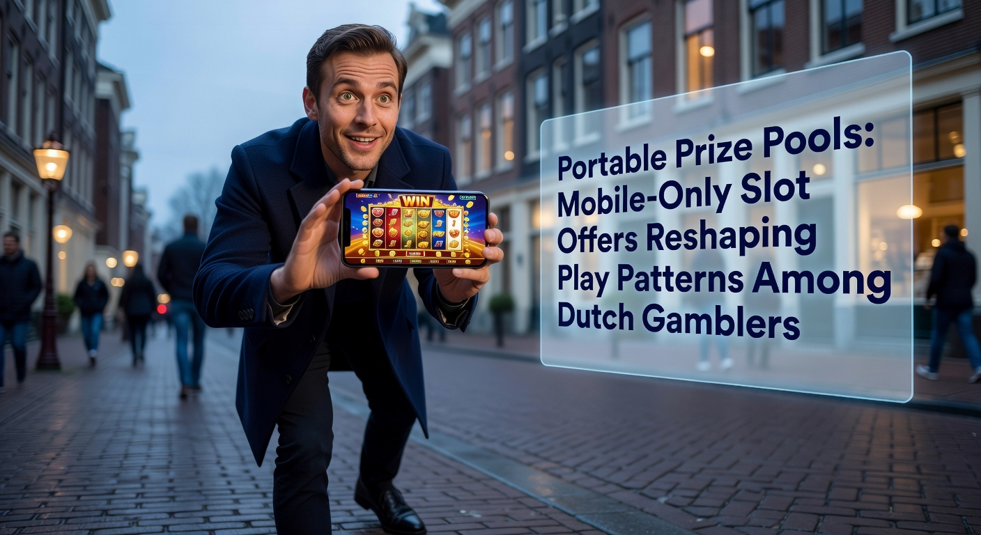 Mobiele telefoon met draaiende slot reels en groeiende prijsvijver op scherm, symbool voor portable prize pools in Nederlandse online casinos