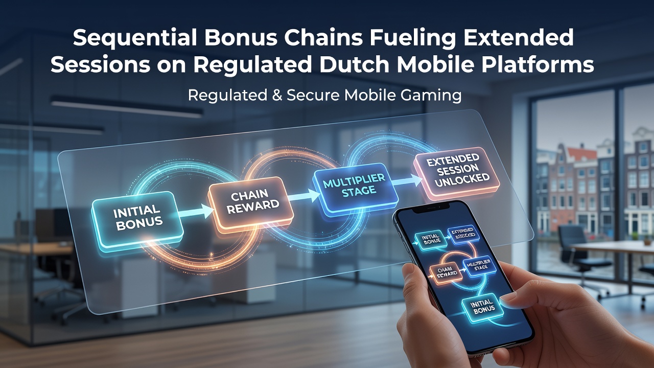 Gereguleerde Nederlandse mobiele casino interfaces tonen sequentiële bonusketens die extra spins en credits activeren tijdens langere sessies