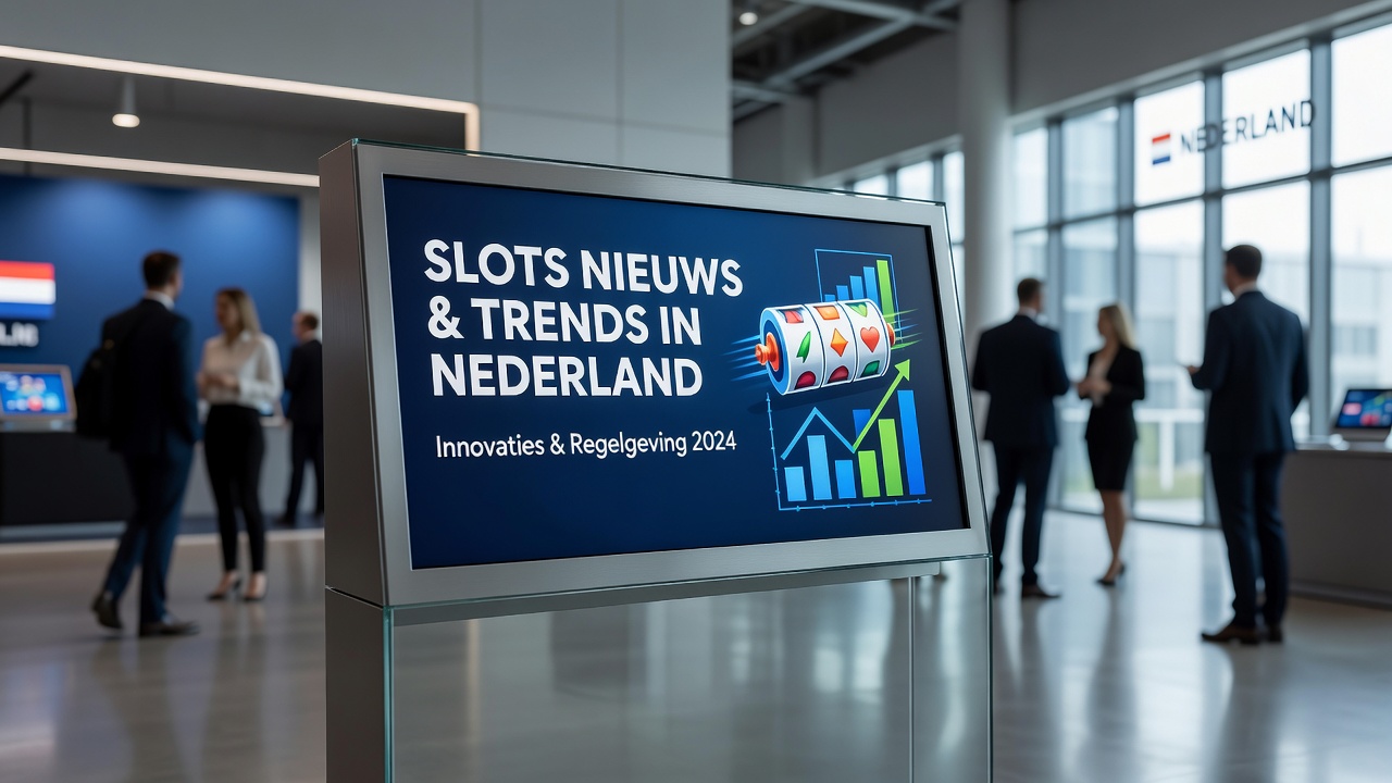 Logo van LeoVegas Studios met Nederlandse vlag en slotsymbolen, symboliserend de marktintroductie