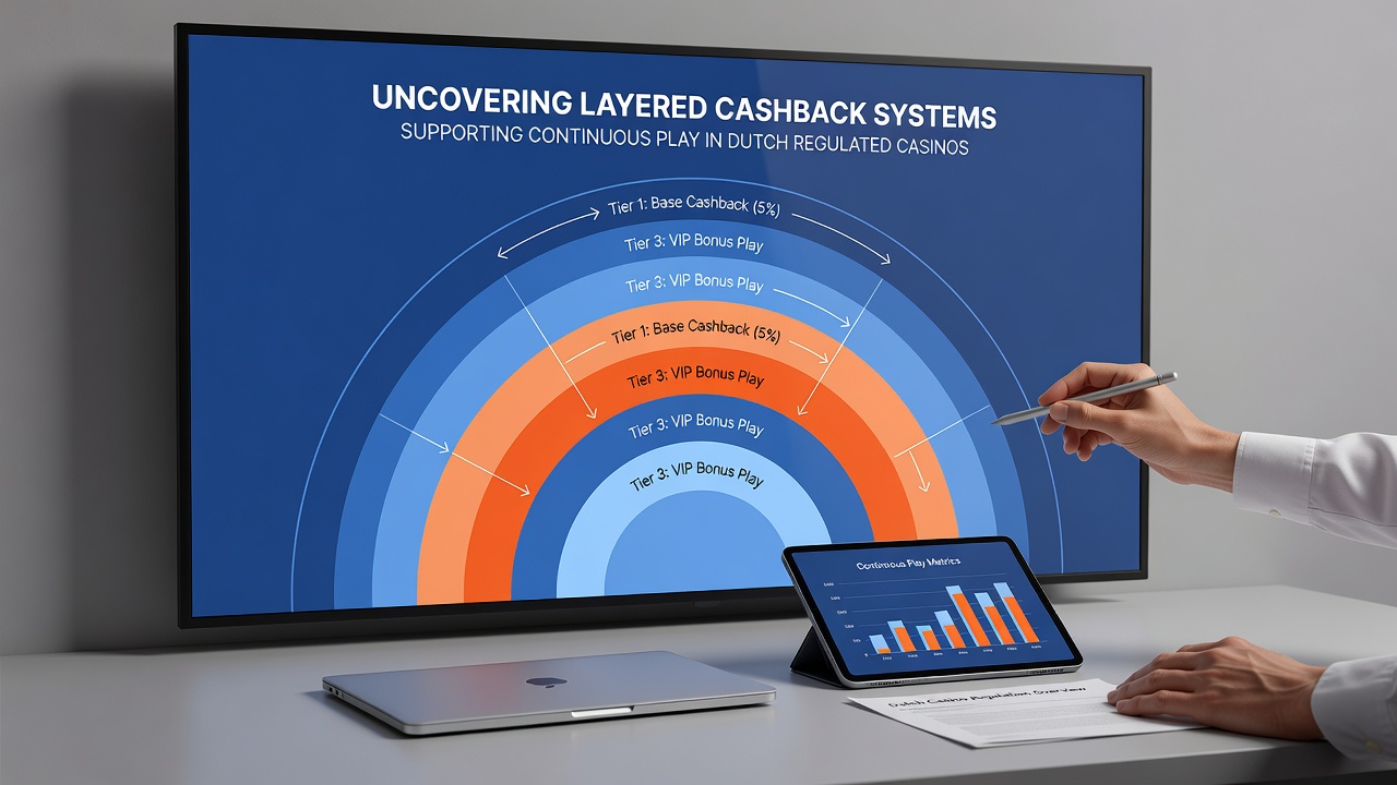 Diagram van cashback lagen en continue spelcycli in Nederlandse casino's